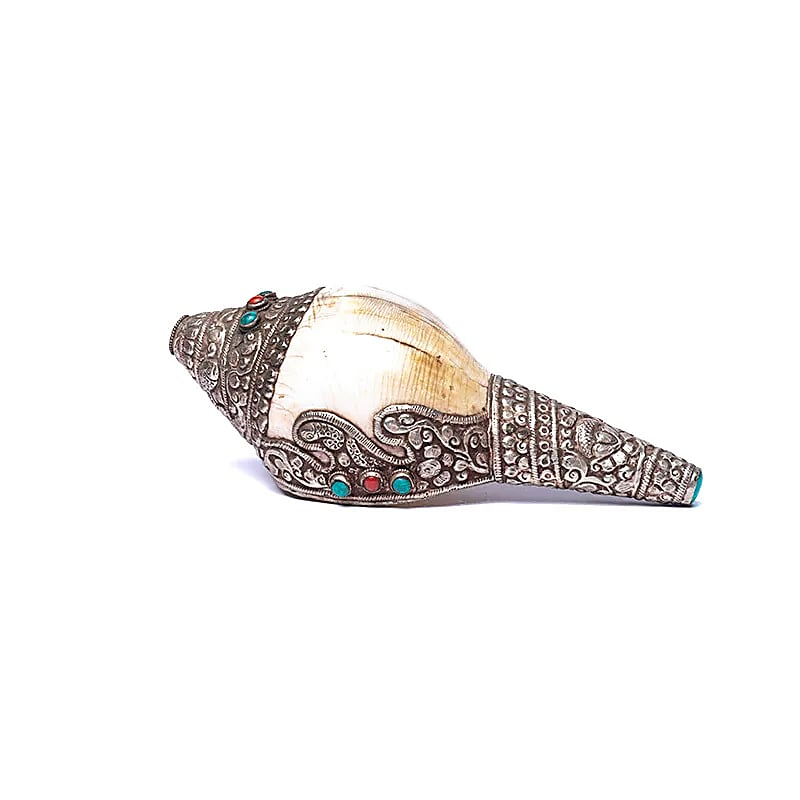 Tulia Sea Shell Ritual shell for blowing with metal decoration - shell for ceremony and ...