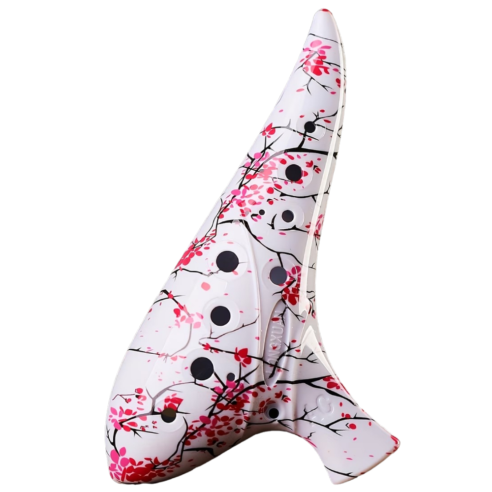 12-Hole Plastic Ocarina - Red Flowers Motif