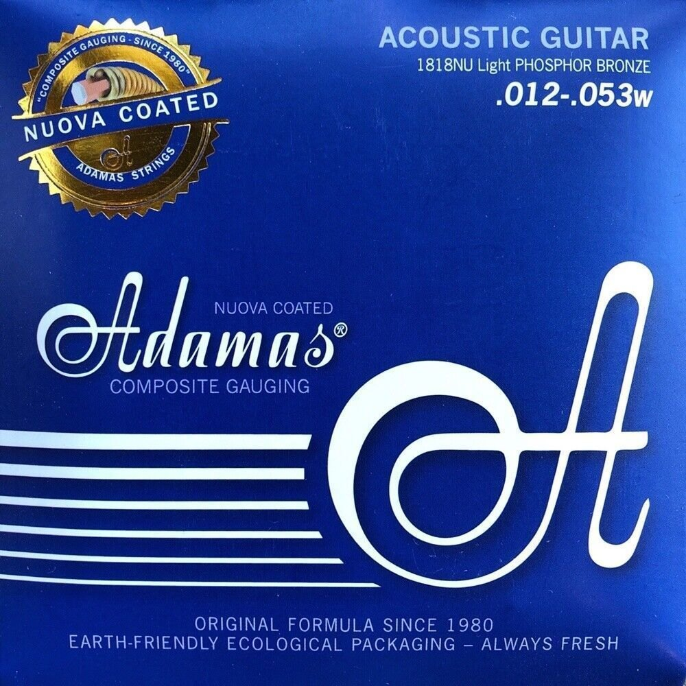Adamas 1818NU Strings for Acoustic Guitar Nuova Coated Phosphor Bronze Light 12
