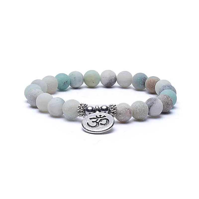 Amazonite Bracelet with Om Symbol, Elastic