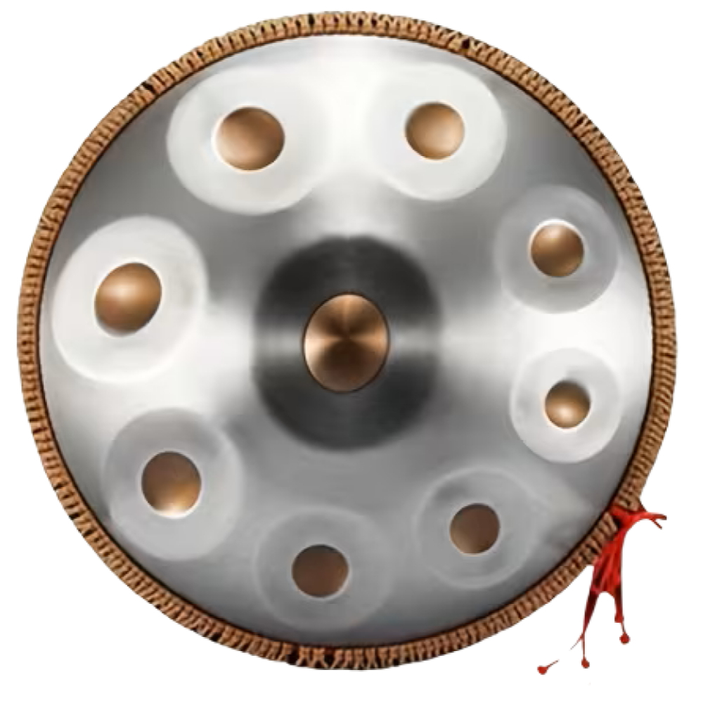 Authentic Handpan D Kurd 440 Hz 9 tones 56 cm Silver/Gold tones