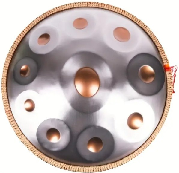 Authentic Handpan D Minor 440 Hz 10 Tones 56 cm Silver