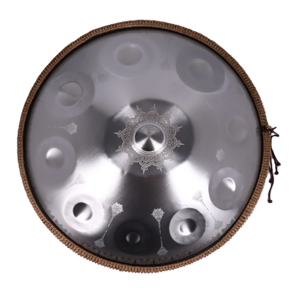 Authentic Handpan Mandala D Minor 432 Hz 10 tones 56 cm Silver