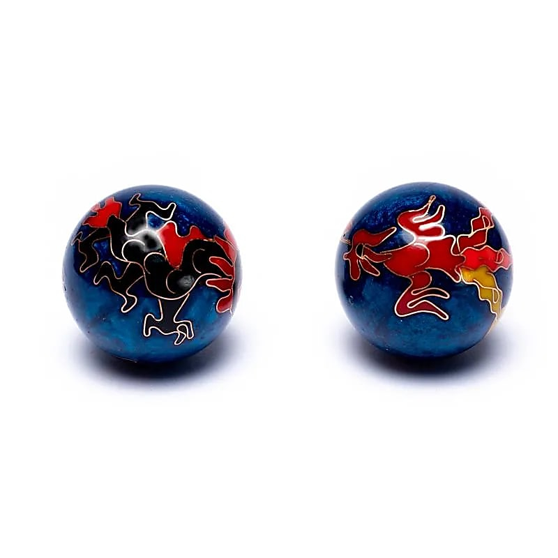 Baoding balls - Chinese Meditation Balls Dragon and Phoenix, Dark Blue - 3.5cm