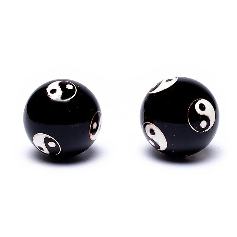 Baoding balls - Chinese Meditation Balls - Yin Yang Tai Chi Black - 3.5cm