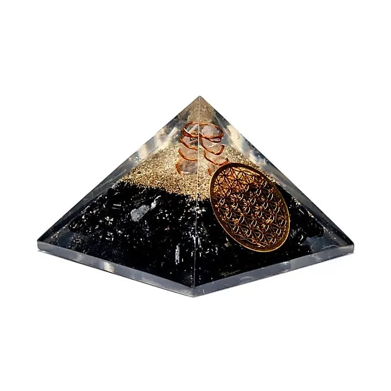 Black Tourmaline Pyramid – Flower of Life