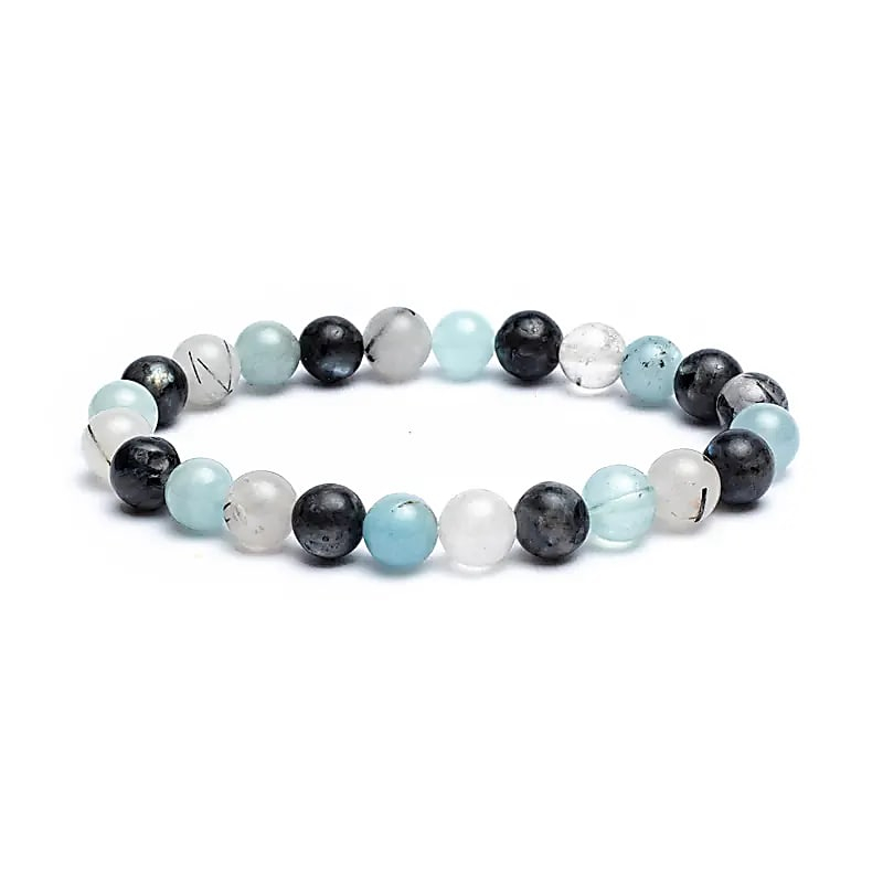 Bracelet - Aquamarine, Labradorite and Tourmaline, Elastic