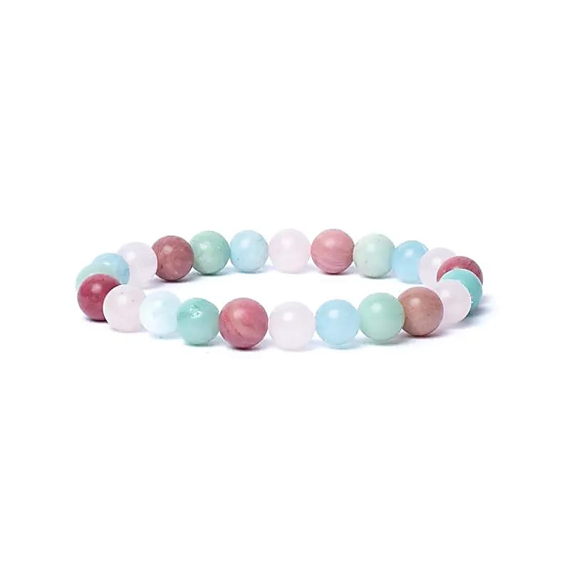 Bracelet - Aquamarine, Rhodonite, Amazonite, Tourmaline - AA quality, 8mm