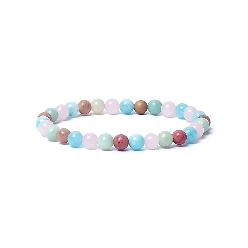 Bracelet - Aquamarine, Rhodonite, Amazonite, Tulite - AA quality, 6mm
