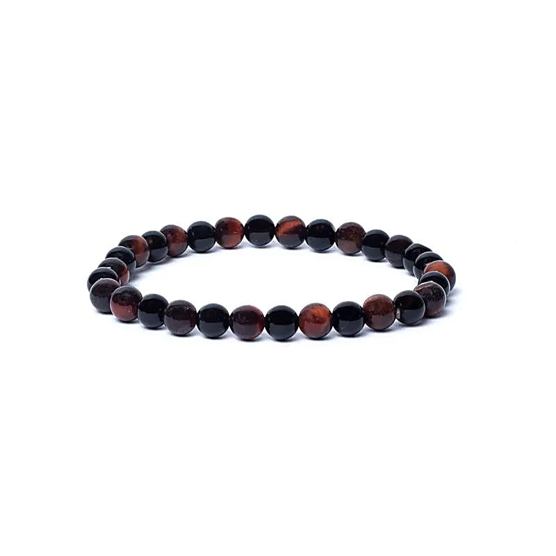 Bracelet - Black Onyx and Red Tiger Eye AA quality, 6mm