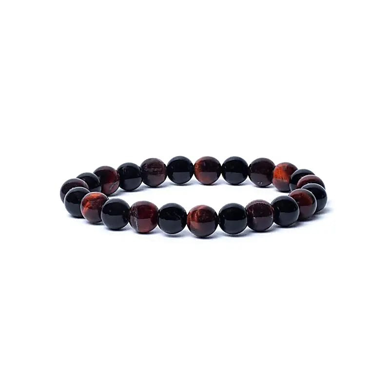 Bracelet - Black Onyx and Red Tiger Eye AA Quality, 8mm