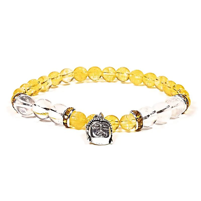 Bracelet - Citrine and Clear Quartz + Buddha