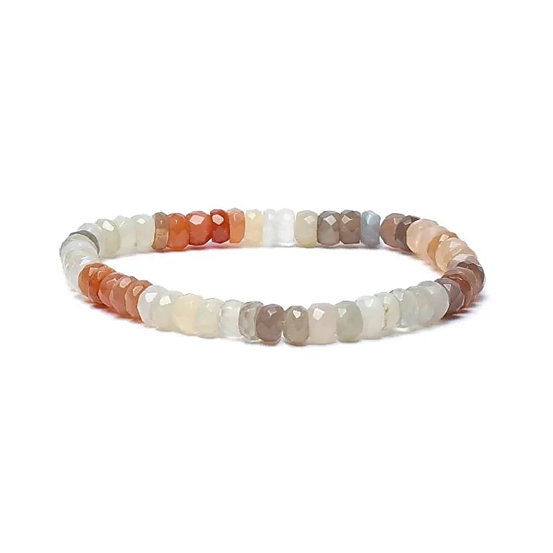 Bracelet - Faceted Moonstone, Multicolored AA Quality, 6mm
