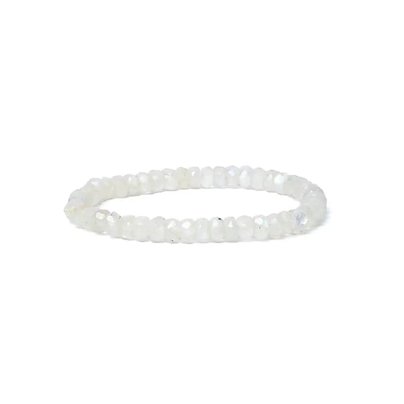Bracelet - Faceted Moonstone, Rainbow AA Quality, 6mm