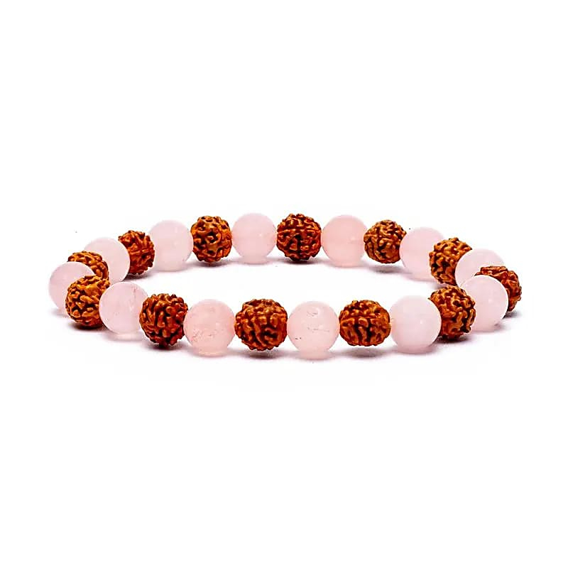 Bracelet - Rudraksha / Rose Quartz