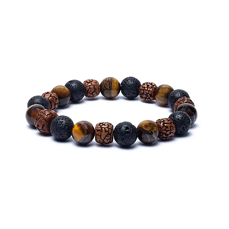 Bracelet - Rudraksha / Tiger Eye / Lava Stone
