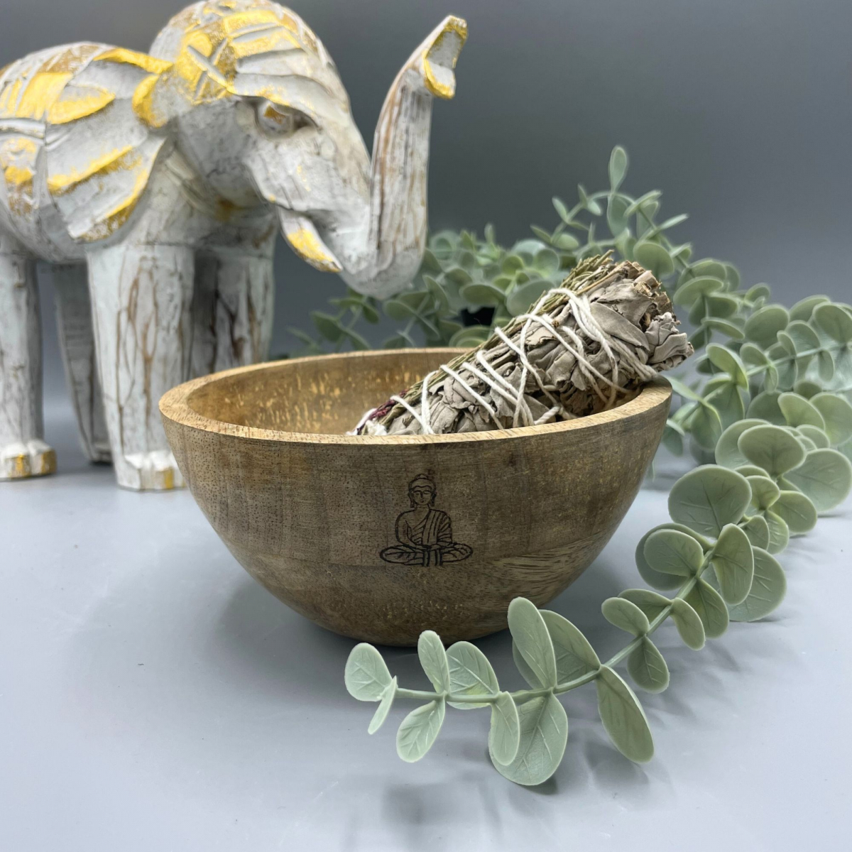 Buddha Wooden Ritual Bowl, 14x7cm