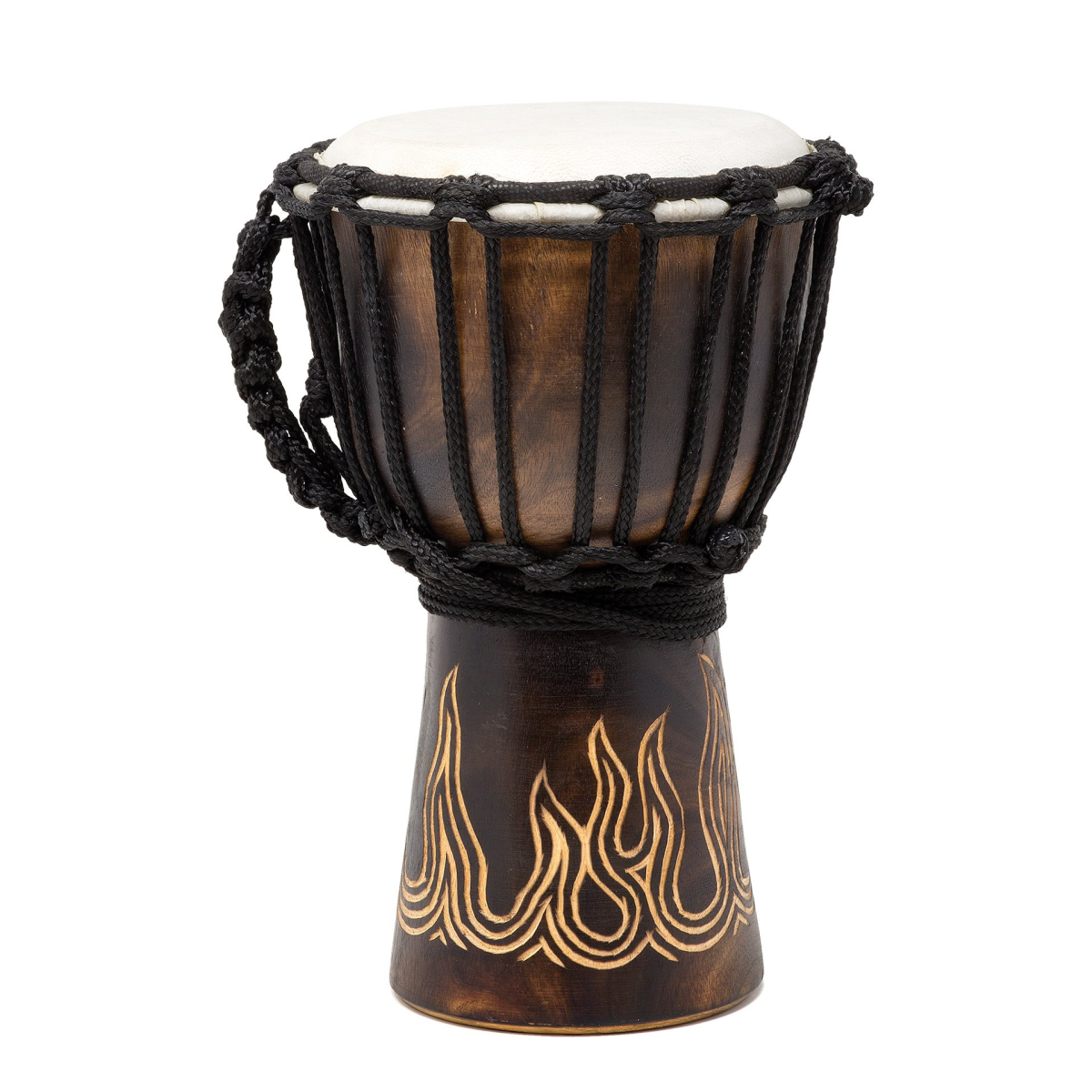 Carved Flame Djembe - Mahogany 25cm