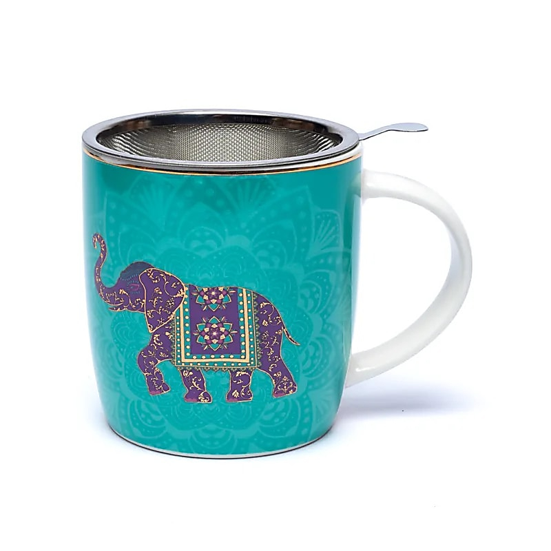 Ceramic Mug with Infuser - Indian Elephant, 400 ml
