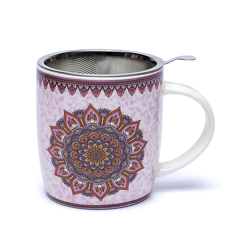 Ceramic Mug with Infuser - Mandala (Purple), 400 ml