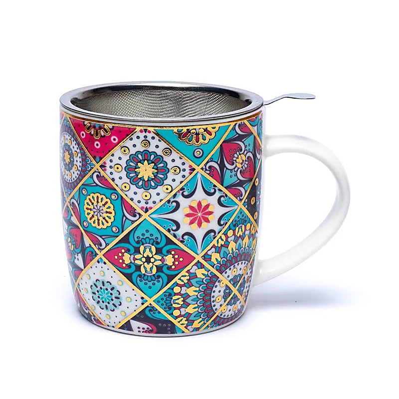 Ceramic Mug with Infuser - Oriental Pattern, 400 ml
