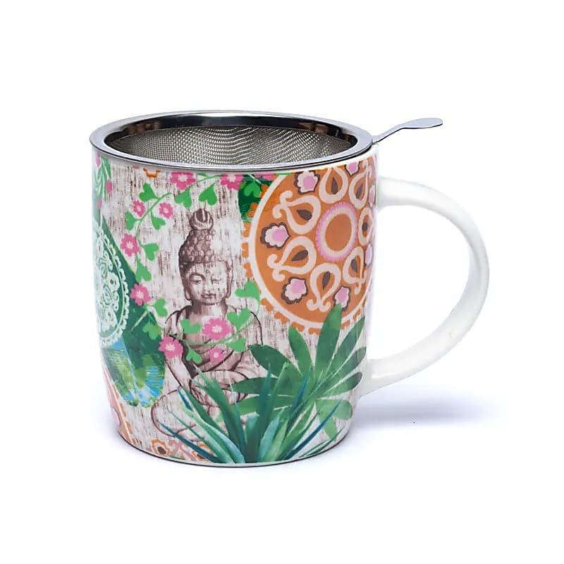 Ceramic Mug with Strainer - Buddha Paradise, 400 ml