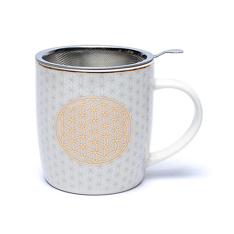 Ceramic Mug with Strainer – Flower of Life, 400 ml