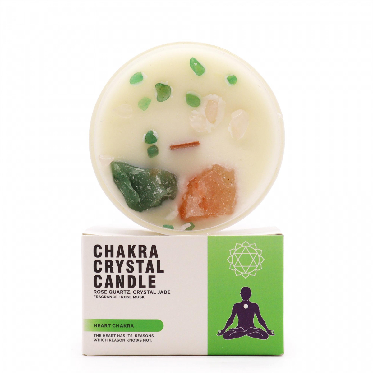 Chakra Candle with Stones - Heart Chakra