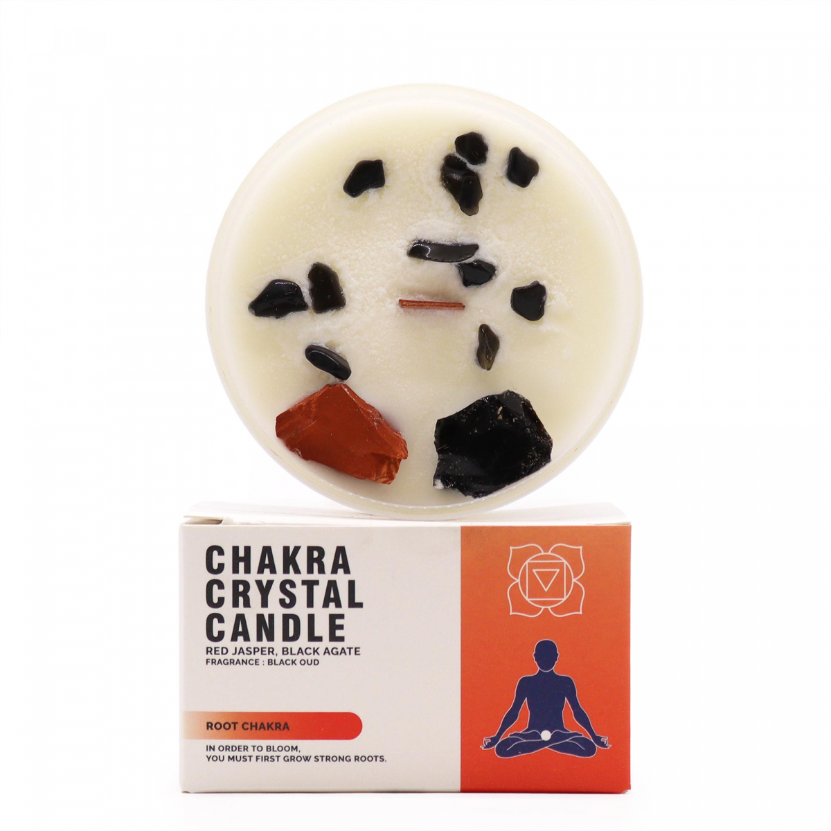 Chakra Candle with Stones - Root Chakra
