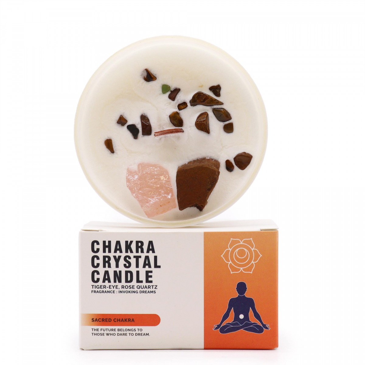Chakra Candle with Stones - Sacred Chakra