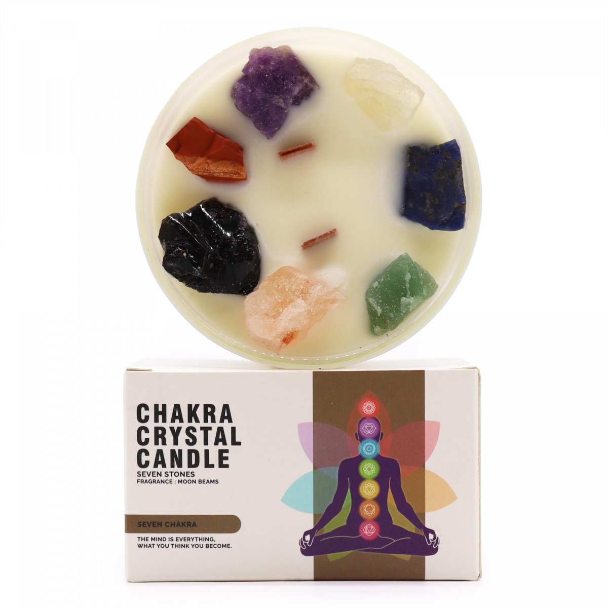 Chakra Candle with Stones - Seven Chakras