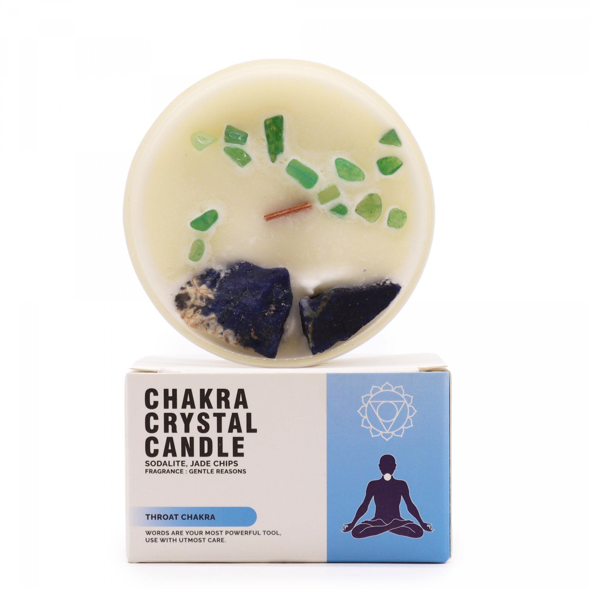 Chakra Candle with Stones - Throat Chakra