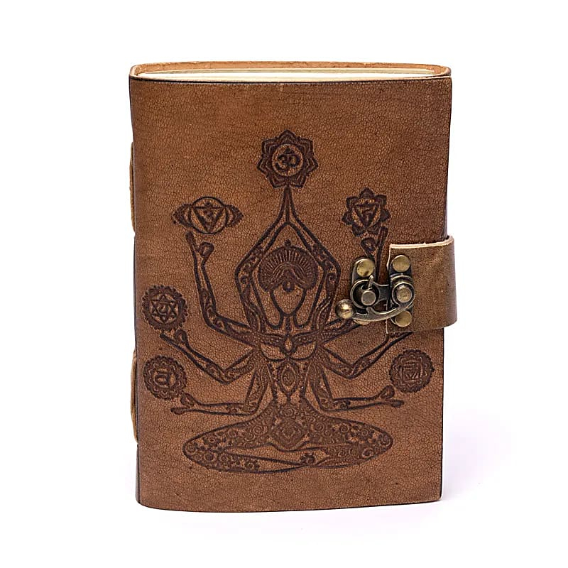 Chakra Notebook & Meditation - PU Leather, Metal Lock (18 × 13 cm)