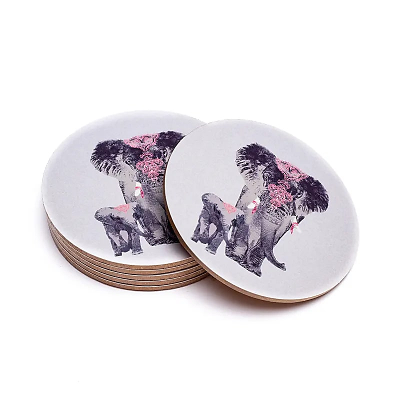 Coaster Set - Elephant (6 pcs), 10 cm
