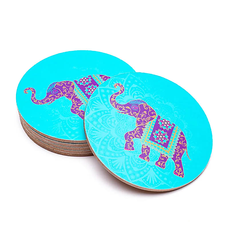 Coaster Set - Indian Elephant (6 pcs), 10 cm