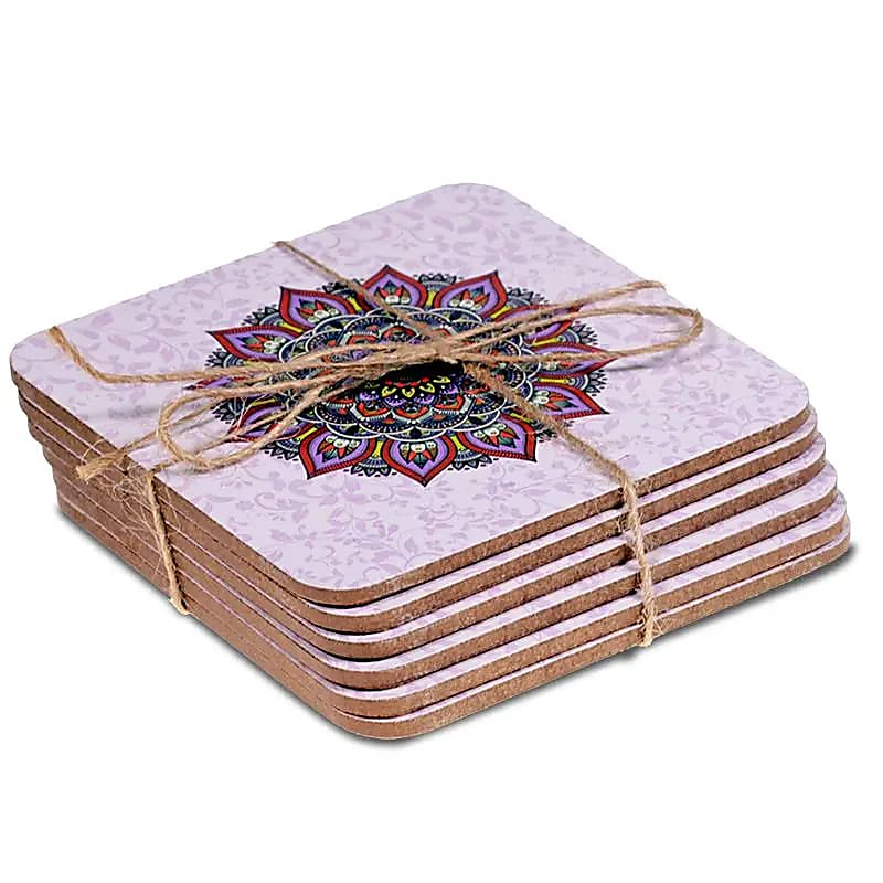 Coaster Set - Mandala (Purple), 6 pcs, 10 x 10 cm