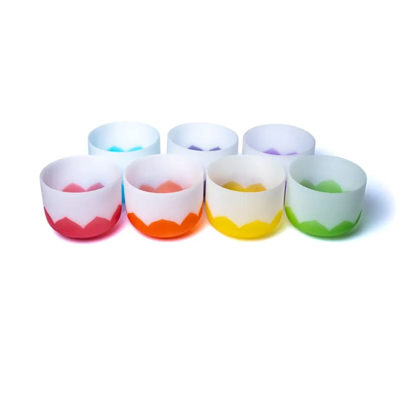 Colorful Crystal Singing Bowls 7x Lotus Chakra - 20-30cm, 432Hz