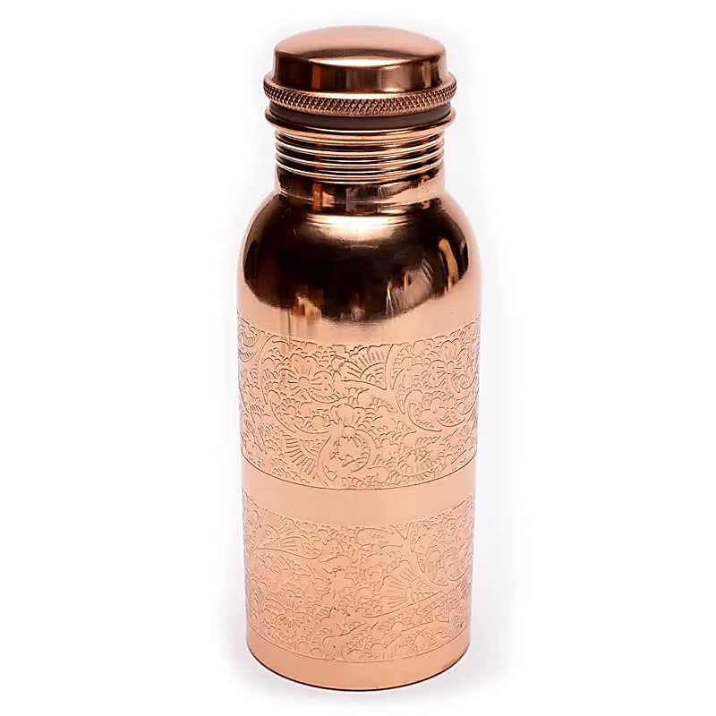 Copper Bottle with Floral Engraving 500 ml