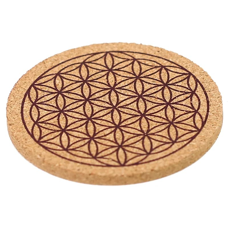 Cork Coaster Set - Flower of Life (6 pcs), ⌀ 8 × 0.5 cm