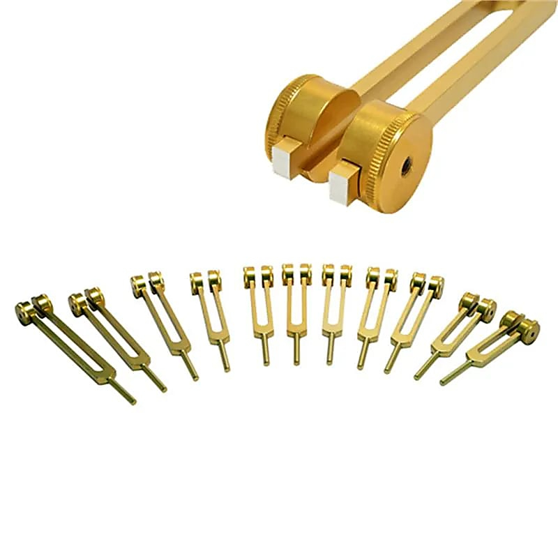 Cosmic Octave Tuning Fork Set - 11 pcs (gold, with weight)