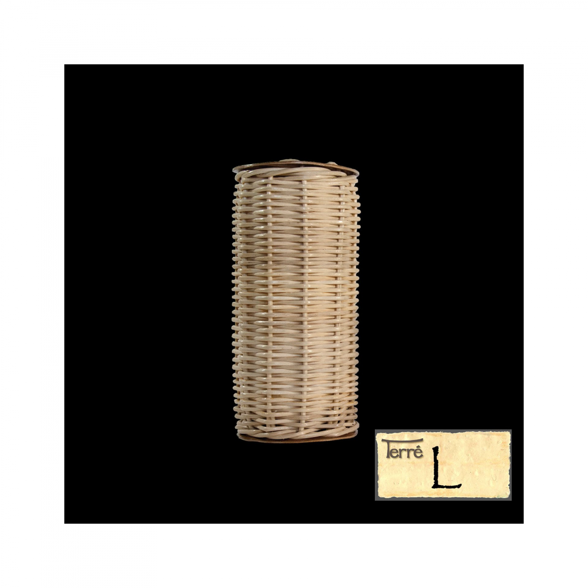 Cylindrical rattan shaker with a calabash lid, size L