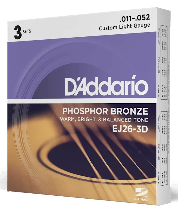 D'Addario EJ26 Phosphor Bronze - Acoustic Guitar Strings 11-52