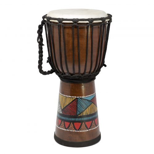 Djembe with African Mahogany Painting 40 cm