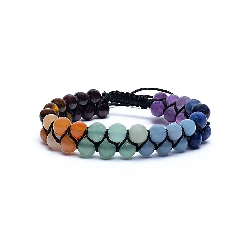 Double-row, adjustable chakra bracelet