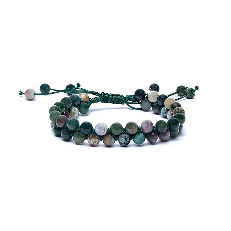 Double-row Agate Bracelet - Adjustable, 6 mm stones