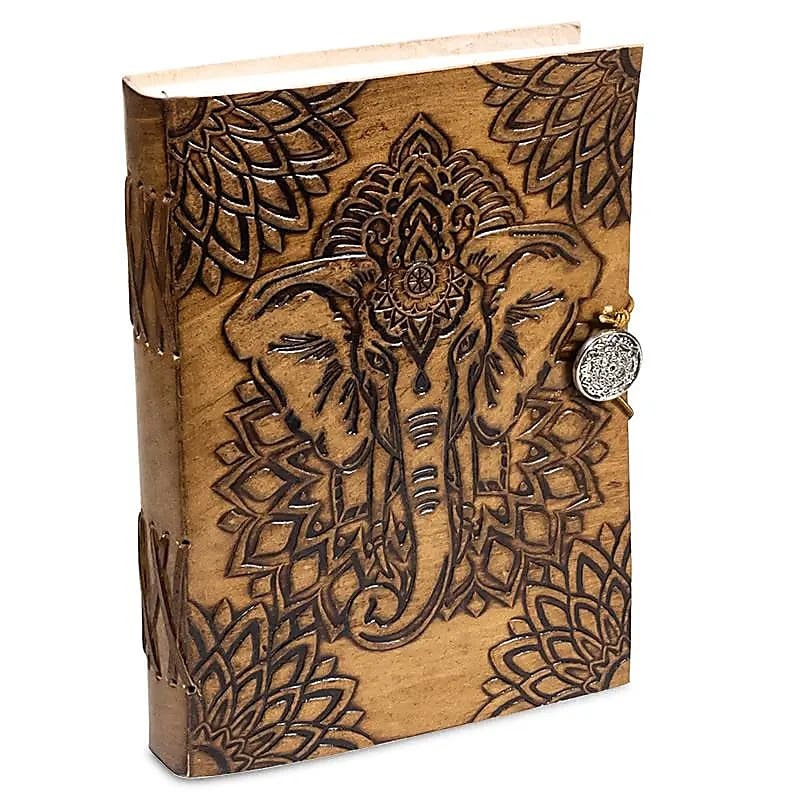 Elephant Notebook - faux leather (PU), string closure (12.5 × 17.5 × 3 cm)