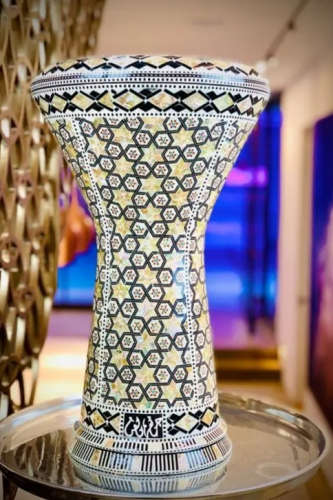 Gawharet EL Fan - Darbuka (Doumbek) Ivory Pearl Stairs 8.75” x 17”