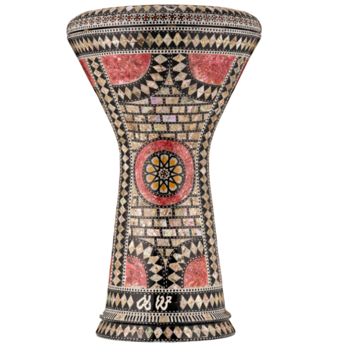 Gawharet EL Fan - Darbuka (Doumbek) Mother of Pearl Fuchsia Orchid 8.75