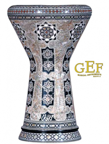 Gawharet EL Fan-Darbuka (Doumbek) Soumbaty Mother of Pearl Ornaments 9x19