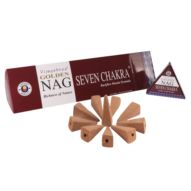 GOLDEN NAG Fragrant Cones - Flowing Smoke - Seven Chakras